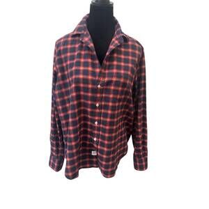 NEW FRANK & EILEEN women's eileen relaxed button up shirt in red blue white plai